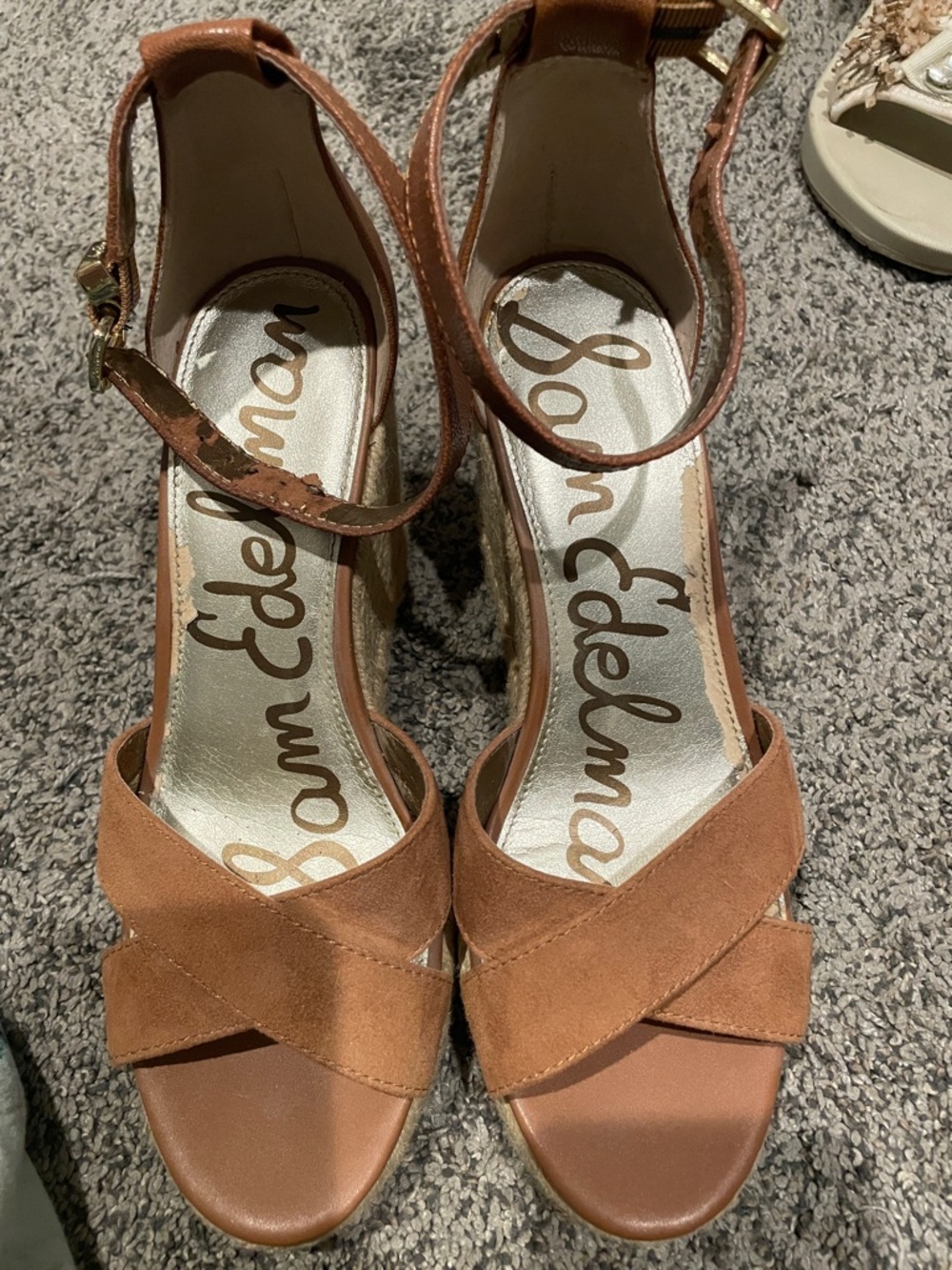 Sam Edelman Tan Suede Ankle-Strap Heels